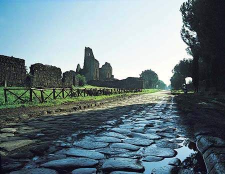 The road "Appia Antica" was paved with large smooth stones
