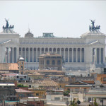 The building from afar. Impressive, yet somewhat out of context from its surroundings. Almost like a "Wedding Cake" protruding into th